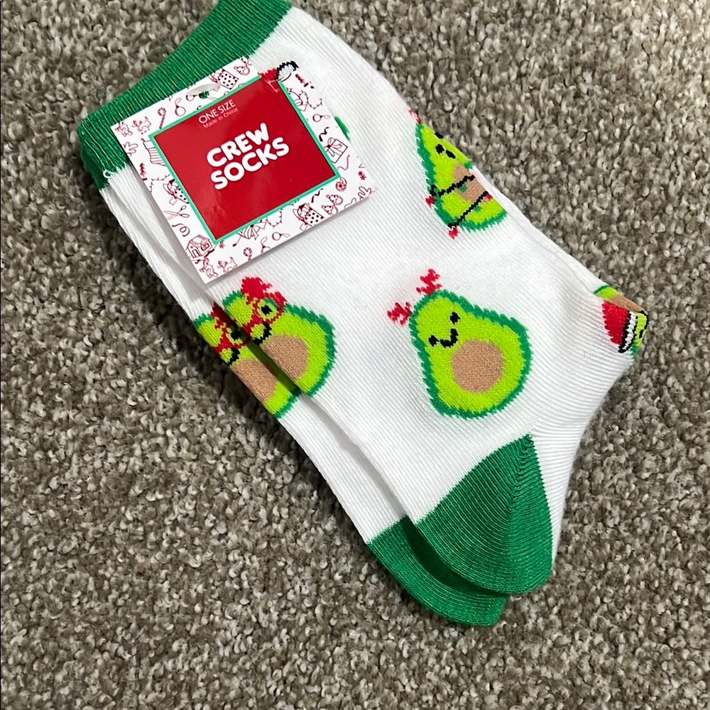 Avocado Print Crew holiday socks